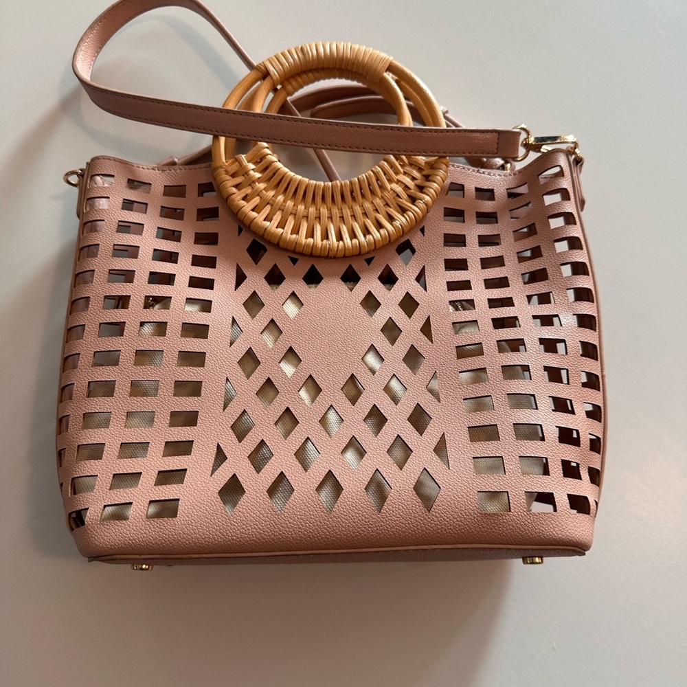 Anthropologie Bamboo Handle Tote Purse - Picture 7 of 8